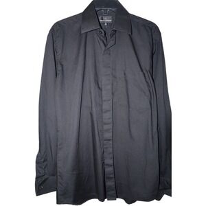 Stacy Adams Mens Button‎ Up Shirt Black Modern Fit Long Sleeve XL 15.5 34/35